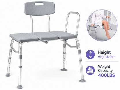 Adjustable Tub Transfer Bench with Armrest and Backrest