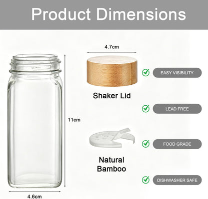 24Pc Glass Spice Jar Set with Acacia Wood Lids & Shakers