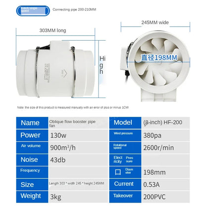 Inline Extractor Fan Exhaust Duct Fan 200mm