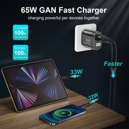 65W 2 Port GaN Super Fast PD Phone Charger