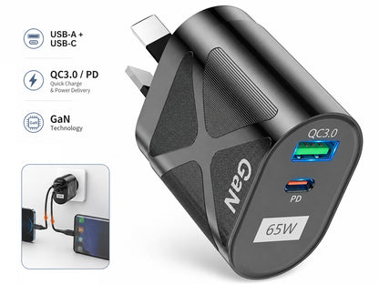 65W 2 Port GaN Super Fast PD Phone Charger