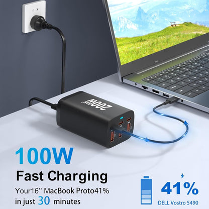 200W 6 Port GaN Super Fast PD Phone Charger