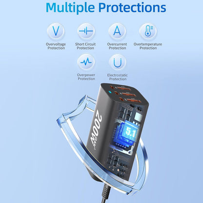200W 6 Port GaN Super Fast PD Phone Charger