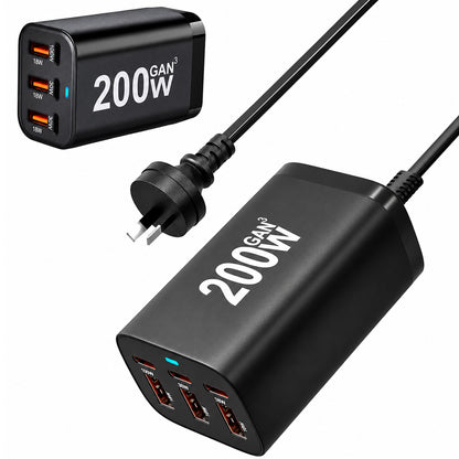 200W 6 Port GaN Super Fast PD Phone Charger
