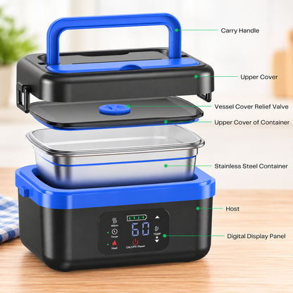Portable Self Heating Electric Lunch Box Food Warmer