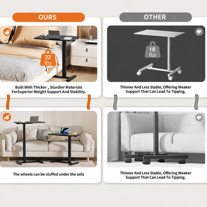 Overbed Bedside Table Black