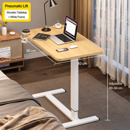 Overbed Bedside Table with Pneumatic Height Adjustment