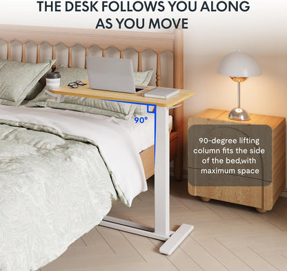 Overbed Bedside Table with Pneumatic Height Adjustment