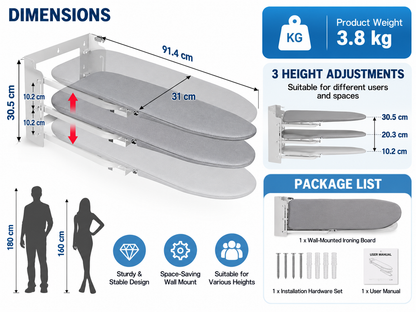 Wall Mounted Foldable Ironing Board