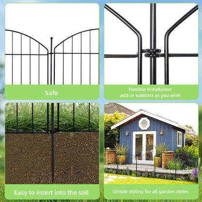10 Pack Metal Garden Barrier Fence Animal Fence Panels,Garden Border