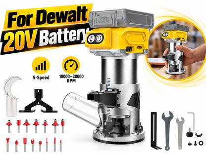 Cordless Power Router Compatible with Dewalt