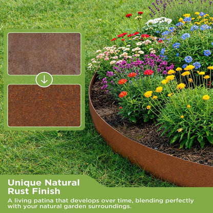 Garden Edging Flexible Rusty Metal Landscape Border - 10m