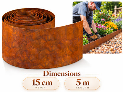 Garden Edging Flexible Rusty Metal Landscape Border - 5m