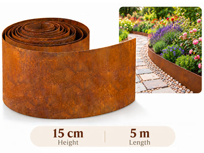 Garden Edging Flexible Rusty Metal Landscape Border - 5m