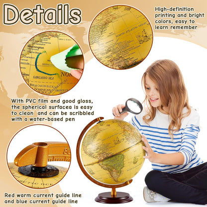 Illuminated Antique World Globe 25CM