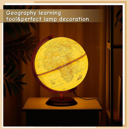 Illuminated Antique World Globe 25CM