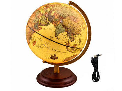 Illuminated Antique World Globe 25CM
