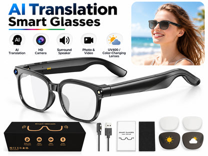 AI Smart Glasses 8MP AI Translation Camera