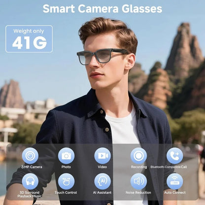 AI Smart Glasses 8MP AI Translation Camera