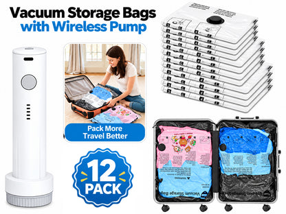 12 Pack Vacuum Storage Bags with Pump