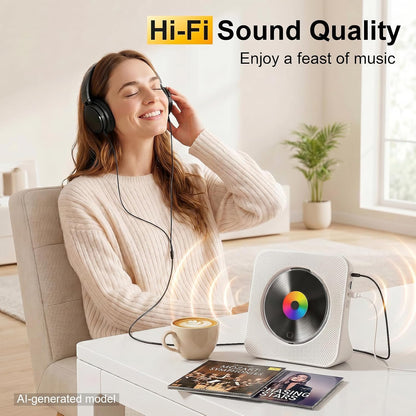 Portable CD Player Bluetooth FM Radio USB Rechargeable White