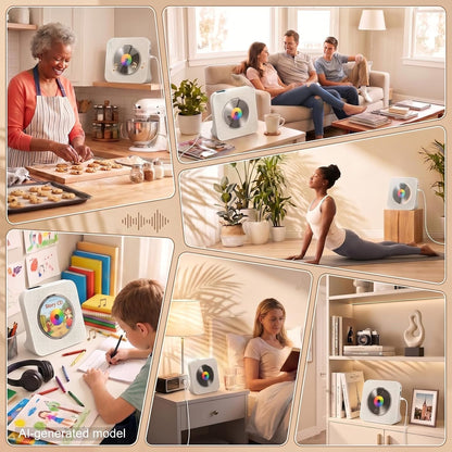 Portable CD Player Bluetooth FM Radio USB Rechargeable White