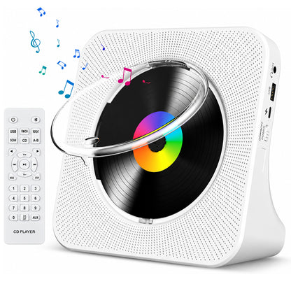 Portable CD Player Bluetooth FM Radio USB Rechargeable White