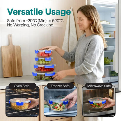 24-Piece Glass Storage Containers Set with Leak-Proof Lids