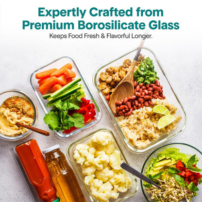 24-Piece Glass Storage Containers Set with Leak-Proof Lids