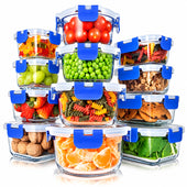 24-Piece Glass Storage Containers Set with Leak-Proof Lids