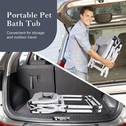 Dog Bath tub Elevated & Foldable Space Saving Pet Shower Station
