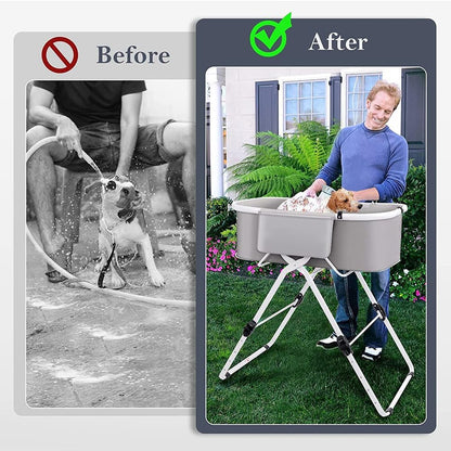 Dog Bath tub Elevated & Foldable Space Saving Pet Shower Station