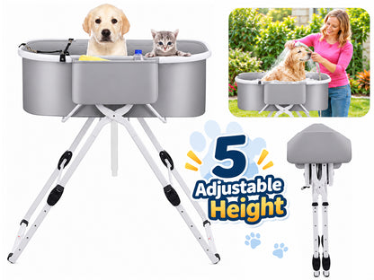 Dog Bath tub Elevated & Foldable Space Saving Pet Shower Station