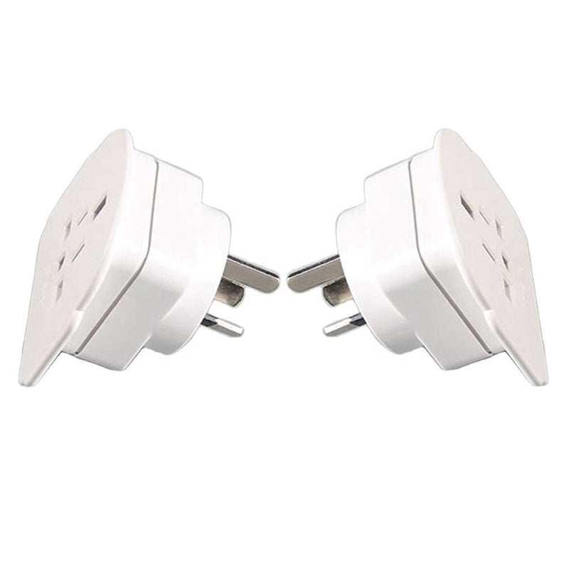 Travel adapter with NZ plug showing front view in white colour