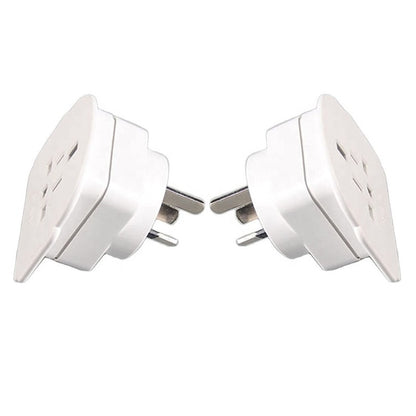 Travel adapter with NZ plug showing front view in white colour