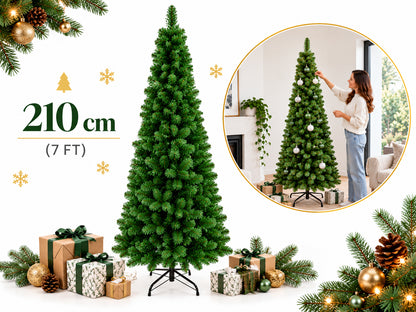 7ft Premium Artificial Slim Christmas Tree - (210cm)