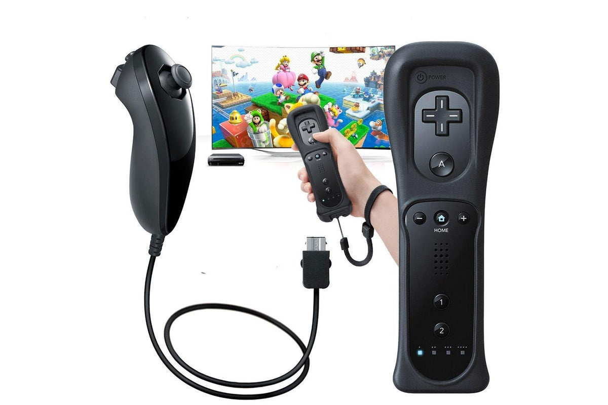 Close up of enlarged buttons on Wii remote controller