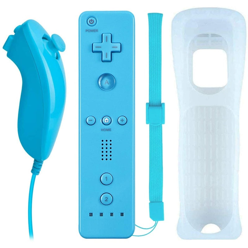 Wii remote replacement controller in blue with silicone case