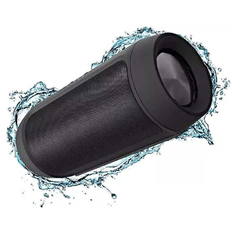 Wireless Bluetooth speaker black front view showing speaker grills
