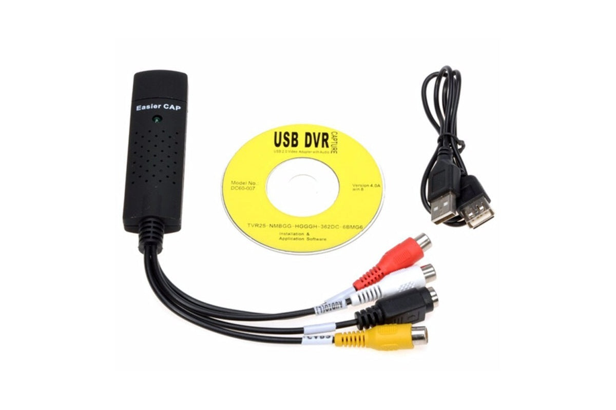 Side view of EasyCap USB 20 Video Adapter with composite video input