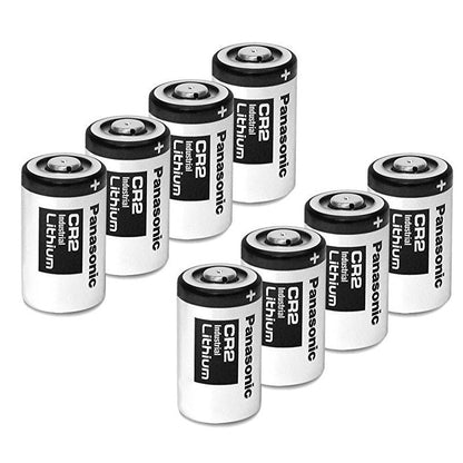 CR2 lithium battery pack showing eight batteries in original packaging