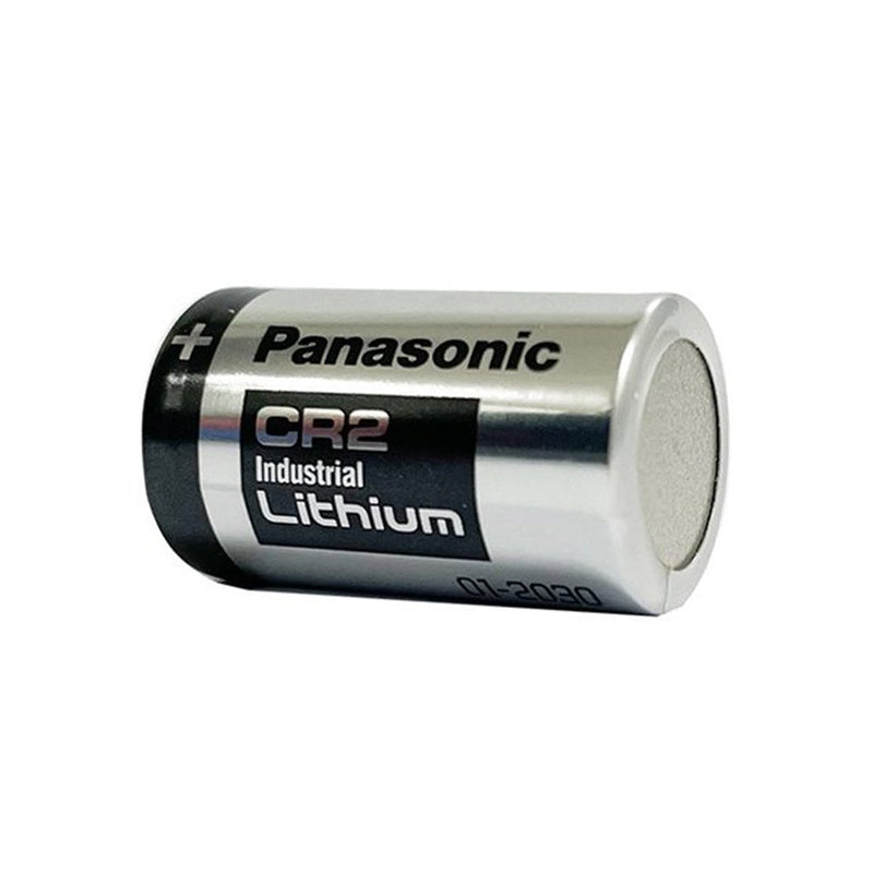CR2 battery 3V lithium Panasonic close up showing button top