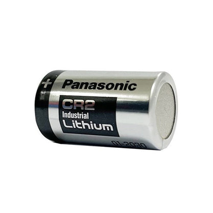 CR2 battery 3V lithium Panasonic close up showing button top