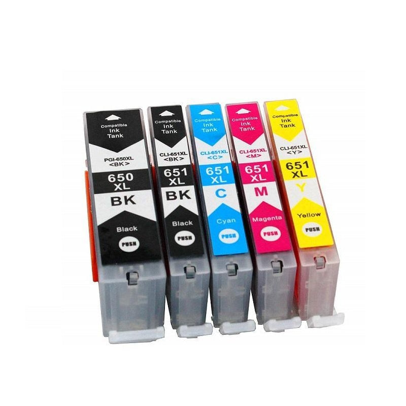 Canon ink cartridges PGI-650 CLI-651 compatible set showing black ink