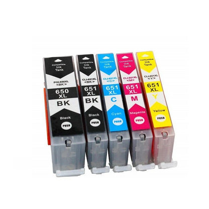 Canon ink cartridges PGI-650 CLI-651 compatible set showing black ink