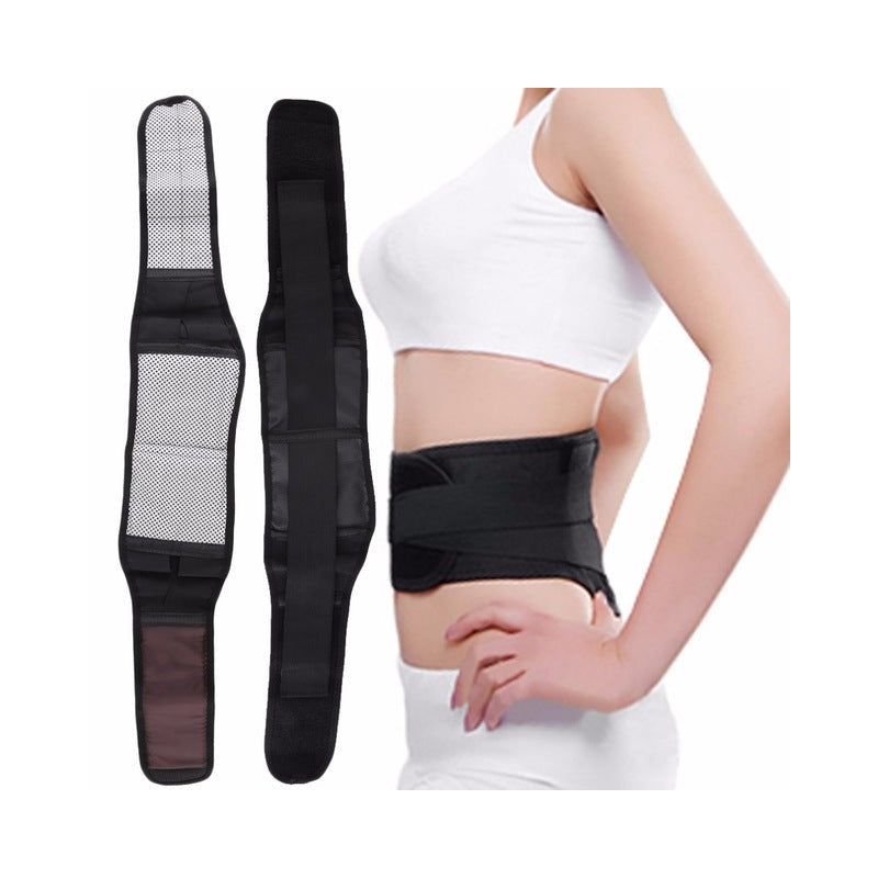 Lumbar lower back support belt front view showing neoprene material