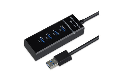 Side angle of USB hub 4 port with LED indicator lights