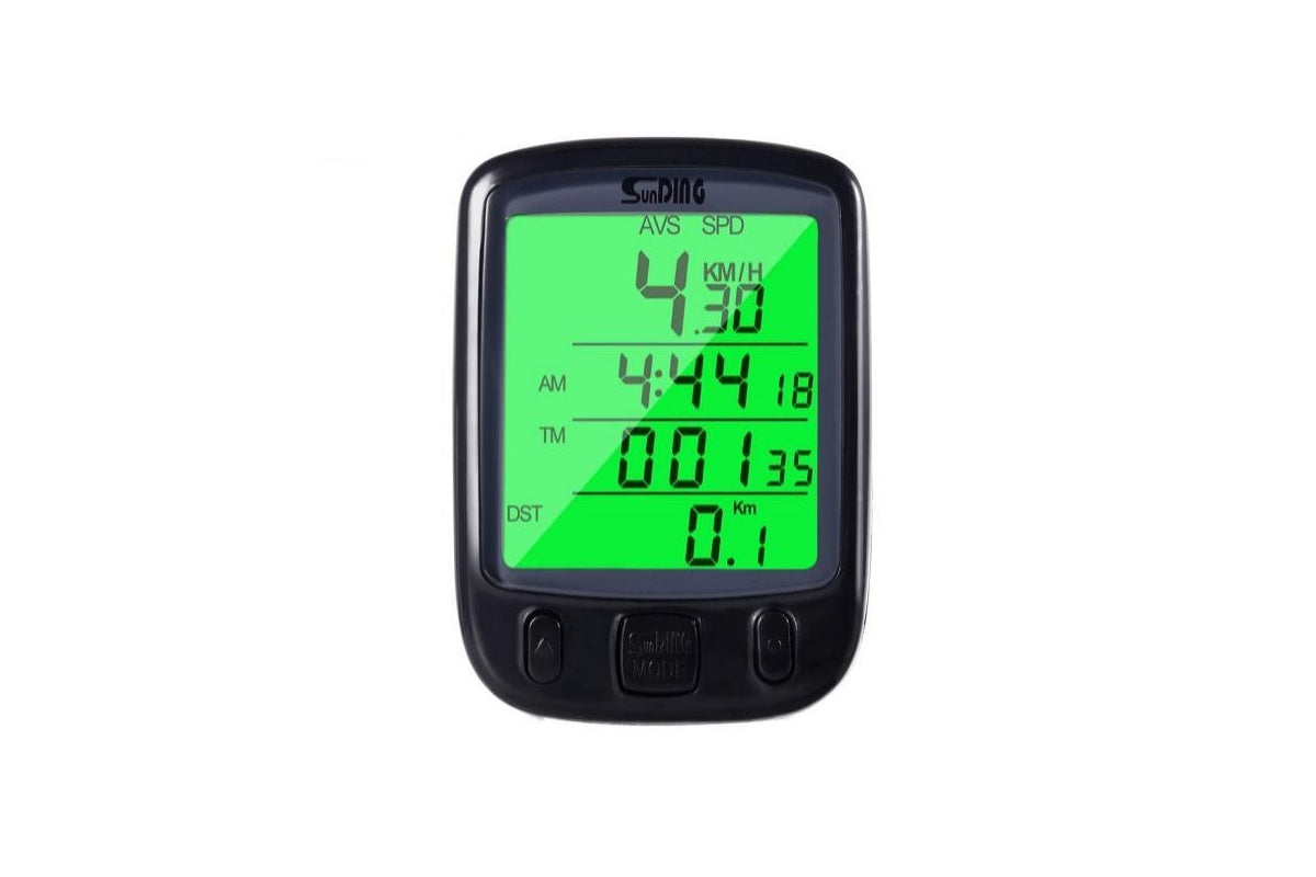 Wireless bike speedometer odometer mounted on bicycle handlebar