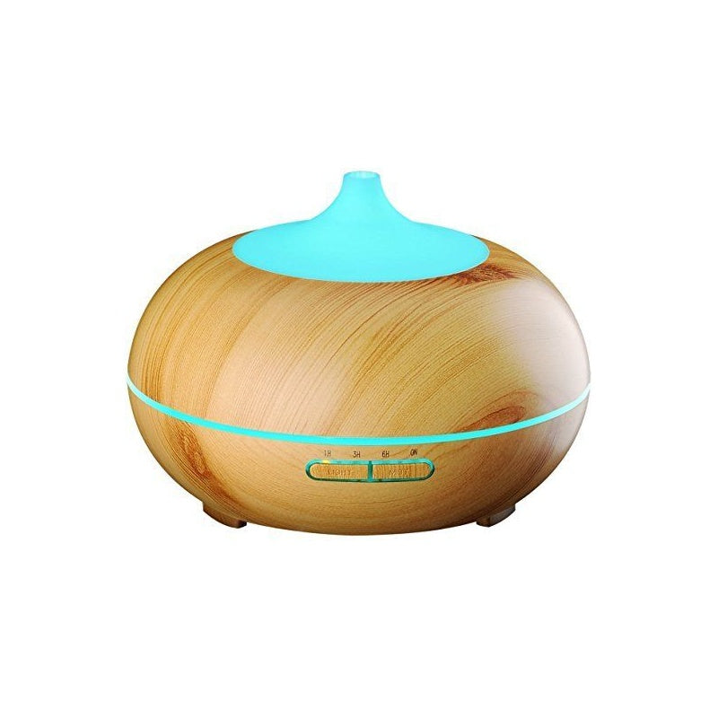 Aromatherapy diffuser humidifier showing wood grain finish on top