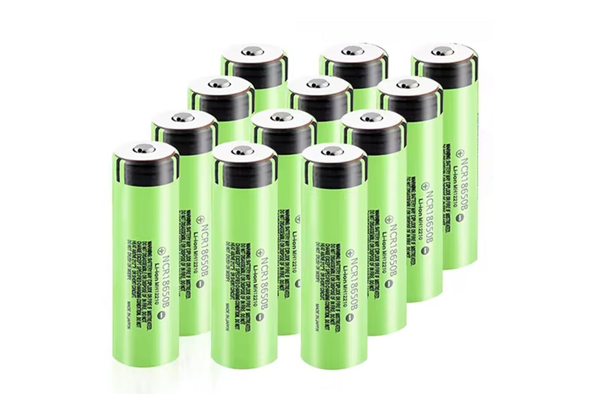 Close up of 18650 rechargeable battery with visible button top